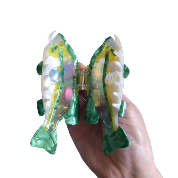 Sea Creature Hair Clip Big Green Bass Acetate Claw for Women Gift main image 7